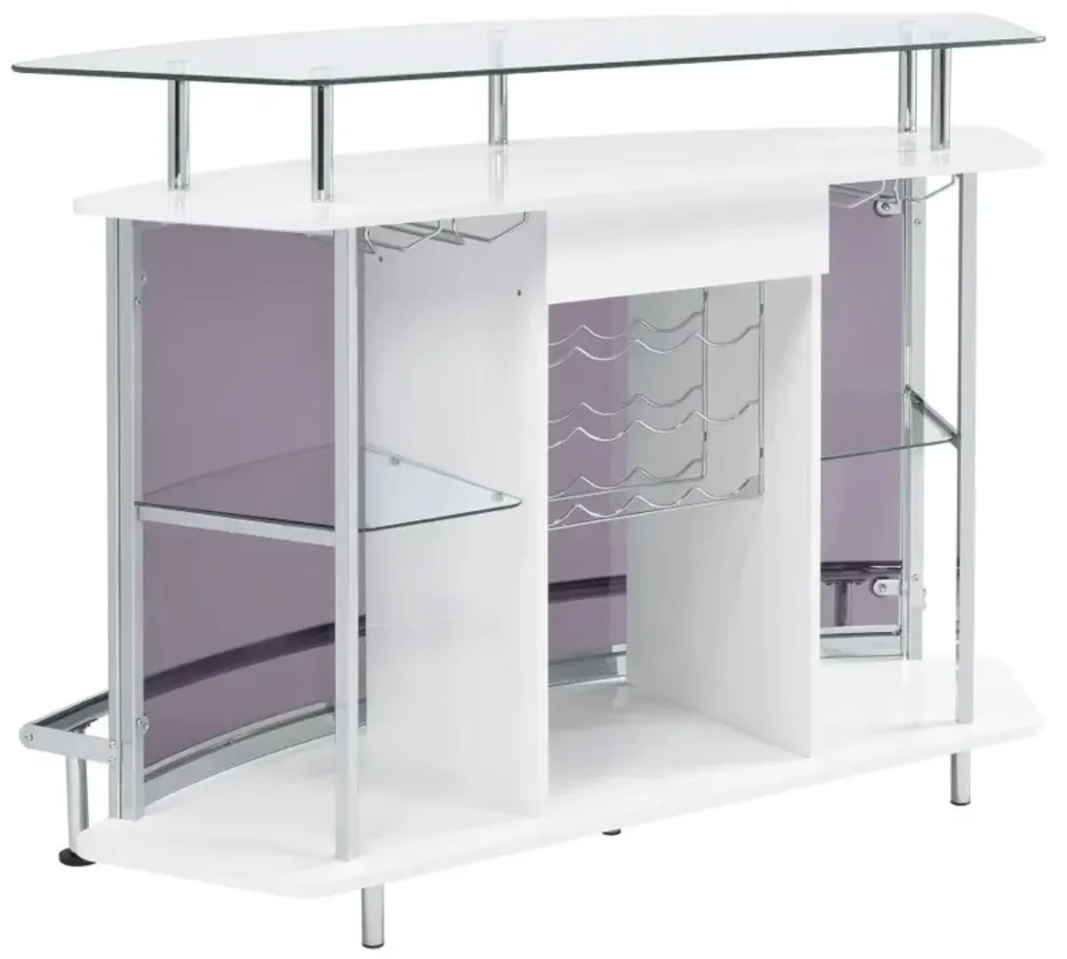 Gideon Crescent Shaped Glass Top Bar Unit with Drawer