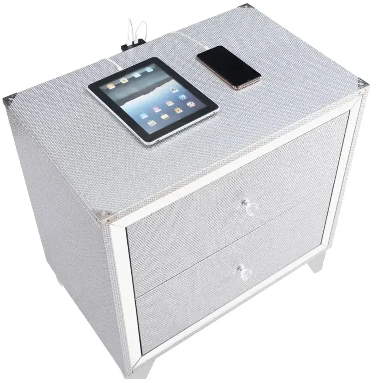 Larue 2-drawer Nightstand with USB Port Silver