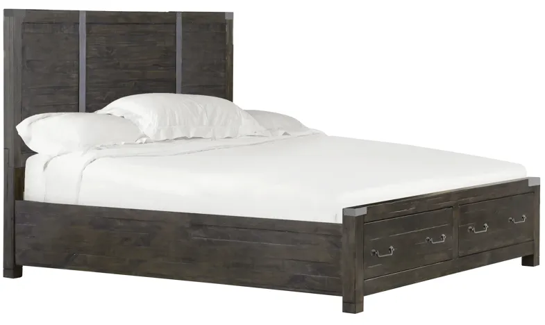 Abington Panel Bed with Storage in Weathered Charcoal