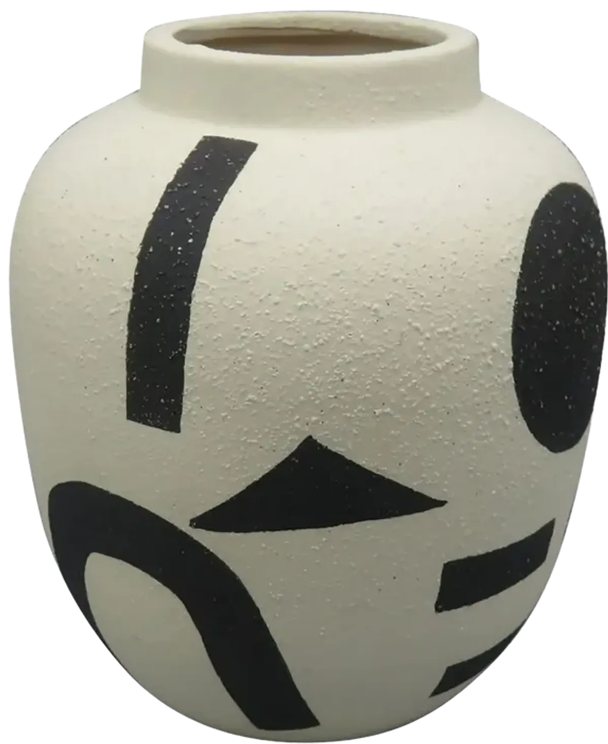 Cer, 6" Funky Bulbous Vase, Ivory/black