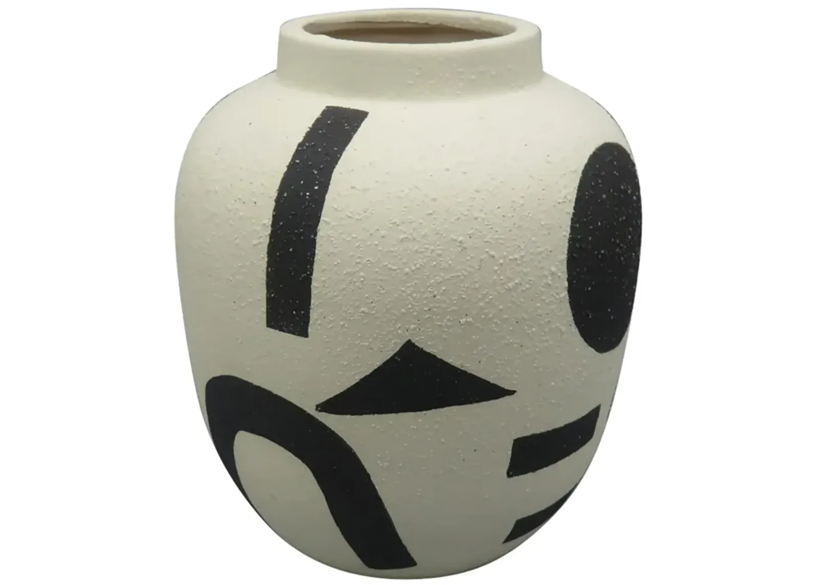 Cer, 6" Funky Bulbous Vase, Ivory/black