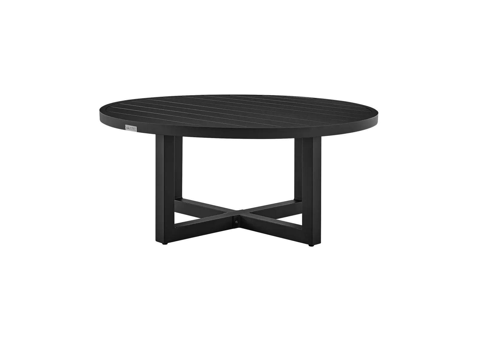 Argiope Outdoor Patio Round Coffee Table in Black Aluminum