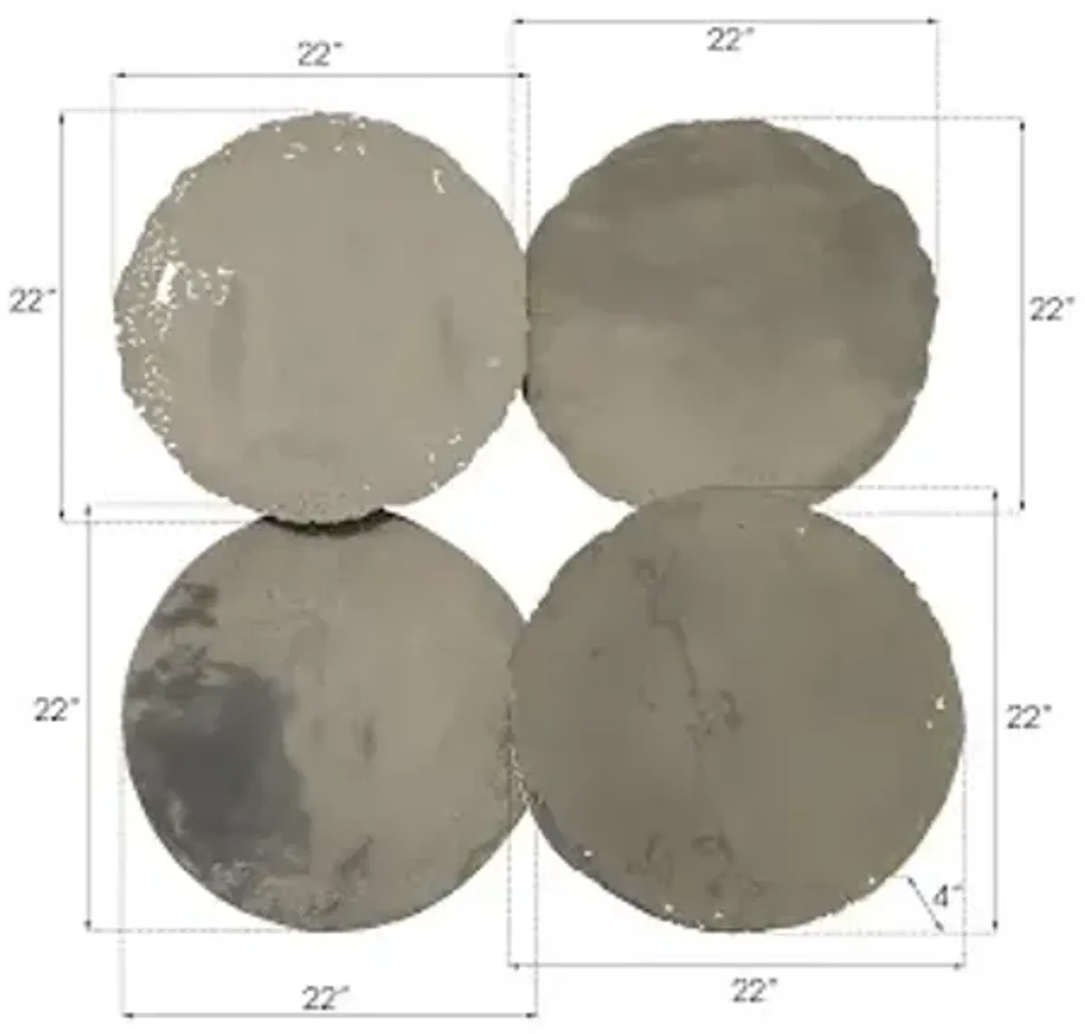 Cast Oil Drum Wall Discs, Liquid Silver, Set of 4