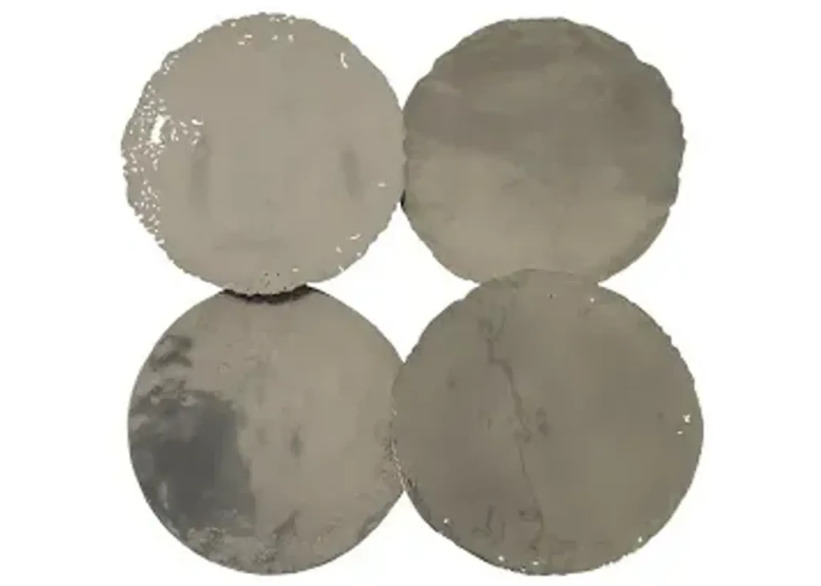 Cast Oil Drum Wall Discs, Liquid Silver, Set of 4