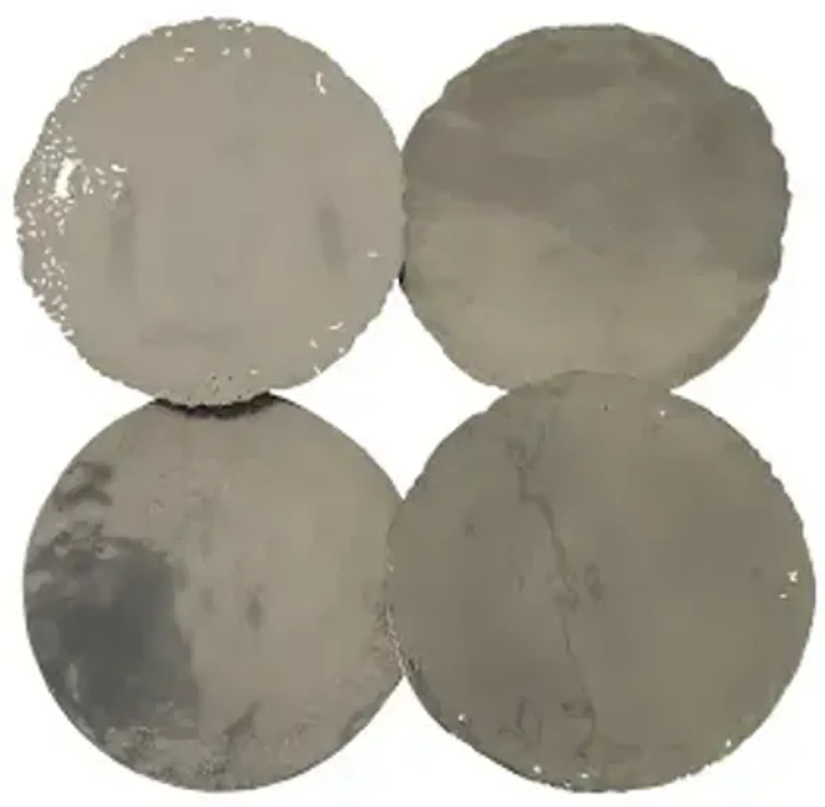 Cast Oil Drum Wall Discs, Liquid Silver, Set of 4