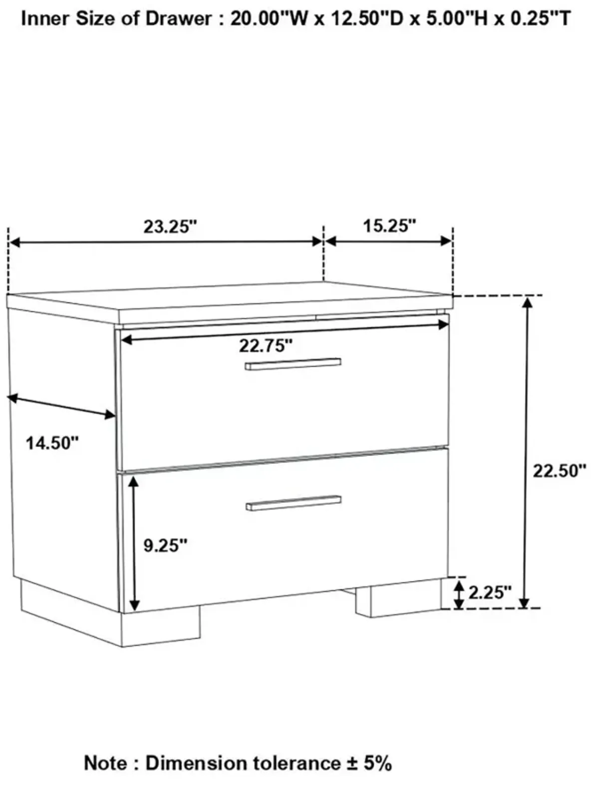 Felicity 2-Drawer Nightstand