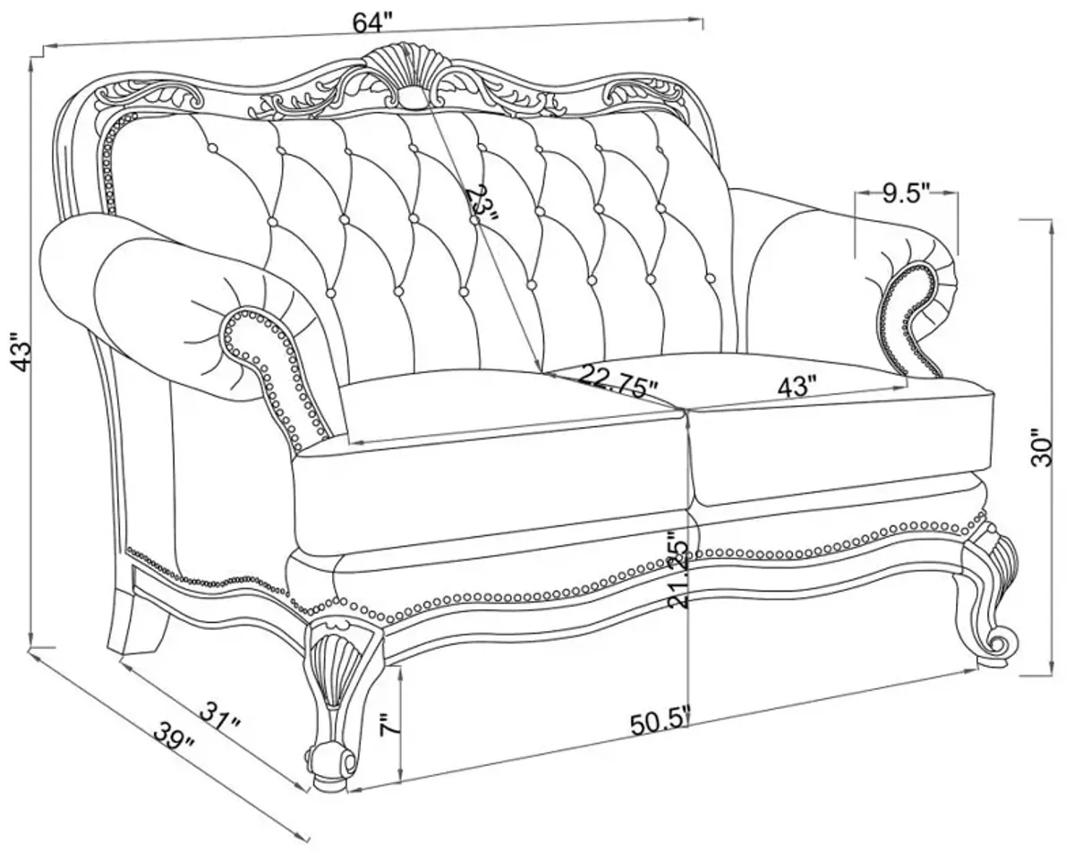 Victoria Tufted Back Loveseat Tri-tone and Brown