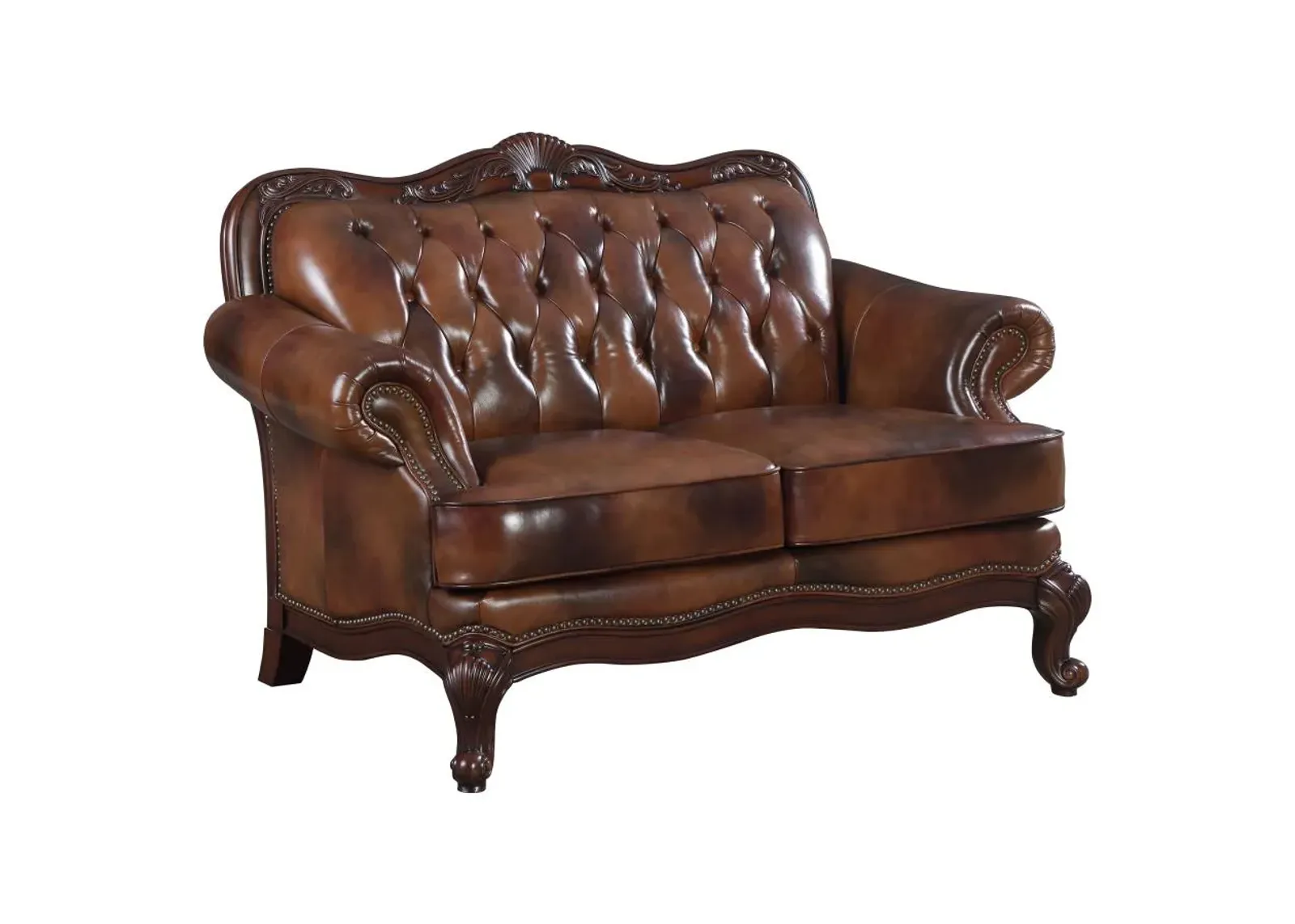 Victoria Tufted Back Loveseat Tri-tone and Brown