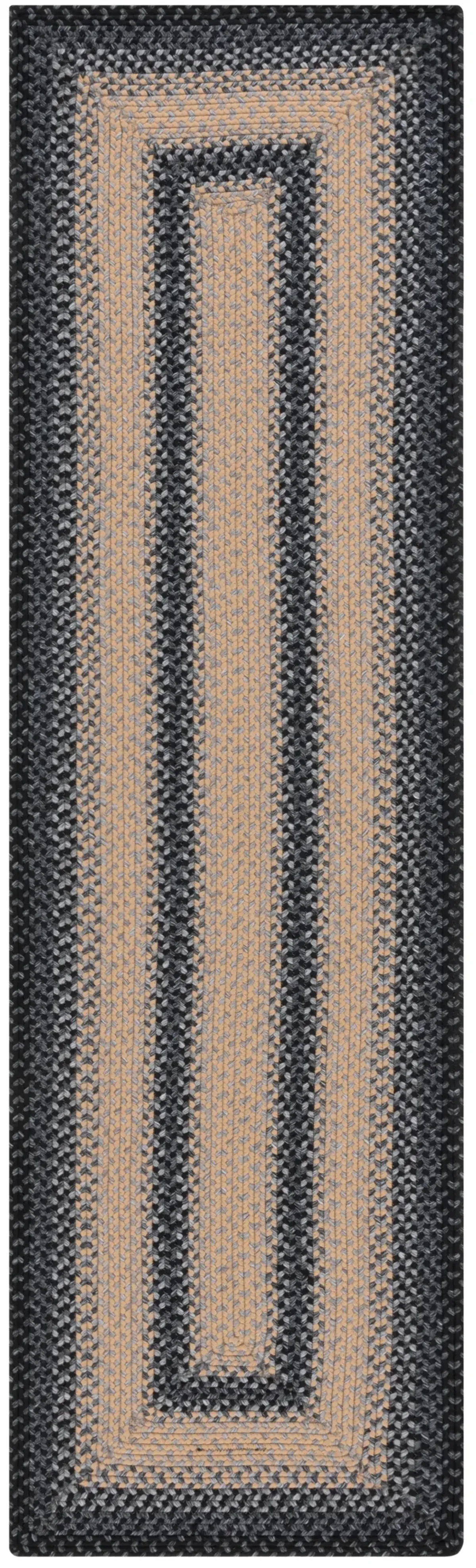 BRD311 BLACK  2'-3' x 16' Runner Rug