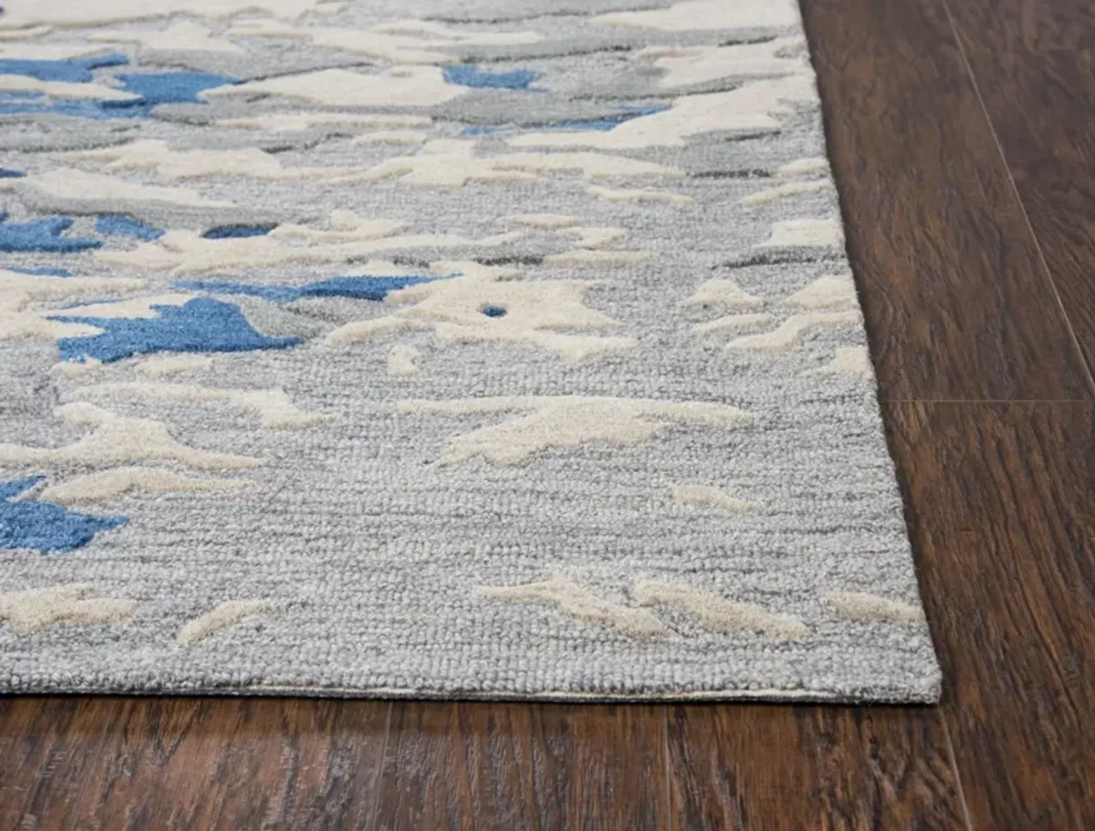 Vogue Blue Abstract Wool 9'x12' Rectangle Rug