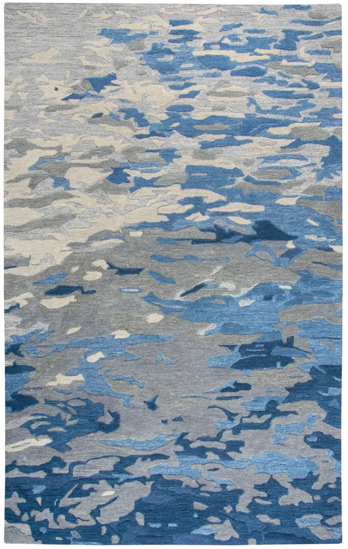 Vogue Blue Abstract Wool 9'x12' Rectangle Rug