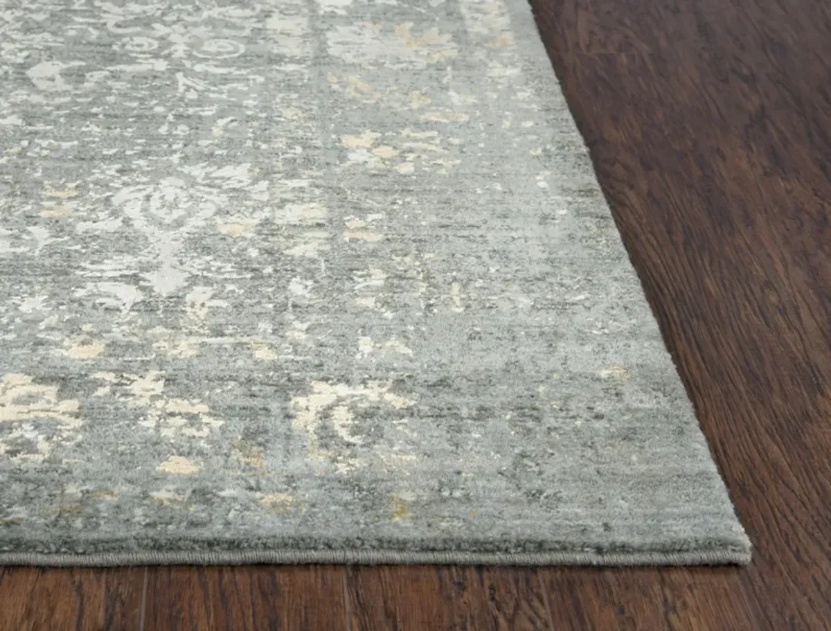 Impressions Gray Classic/Modeled NZ Wool/Tencel Blend 2'6" x 8' Runner Rug