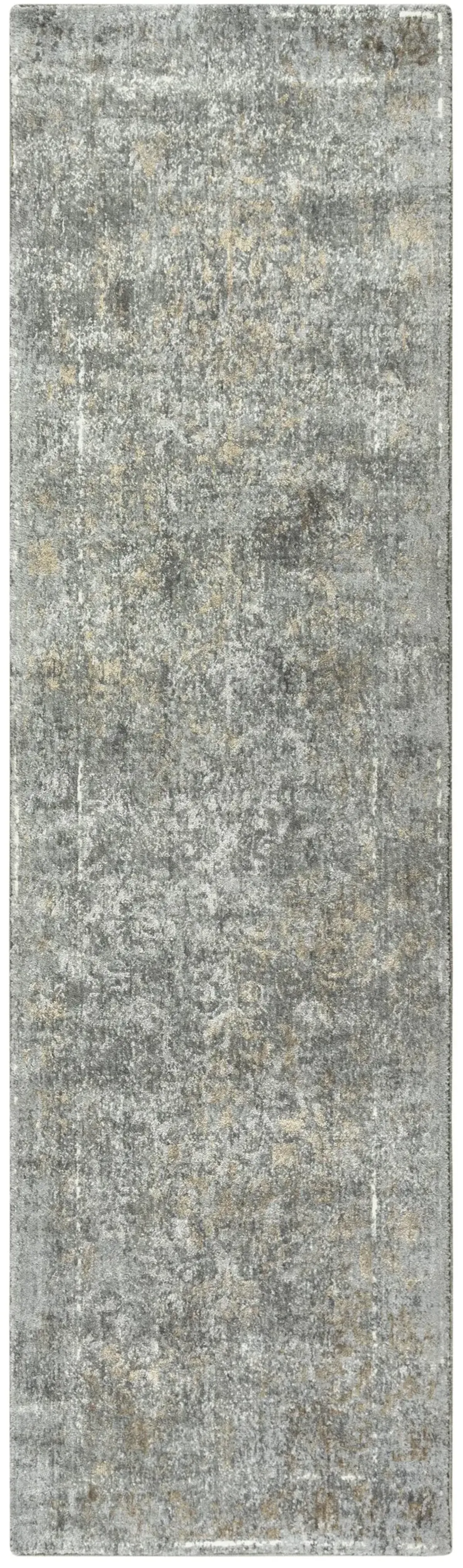 Impressions Gray Classic/Modeled NZ Wool/Tencel Blend 2'6" x 8' Runner Rug