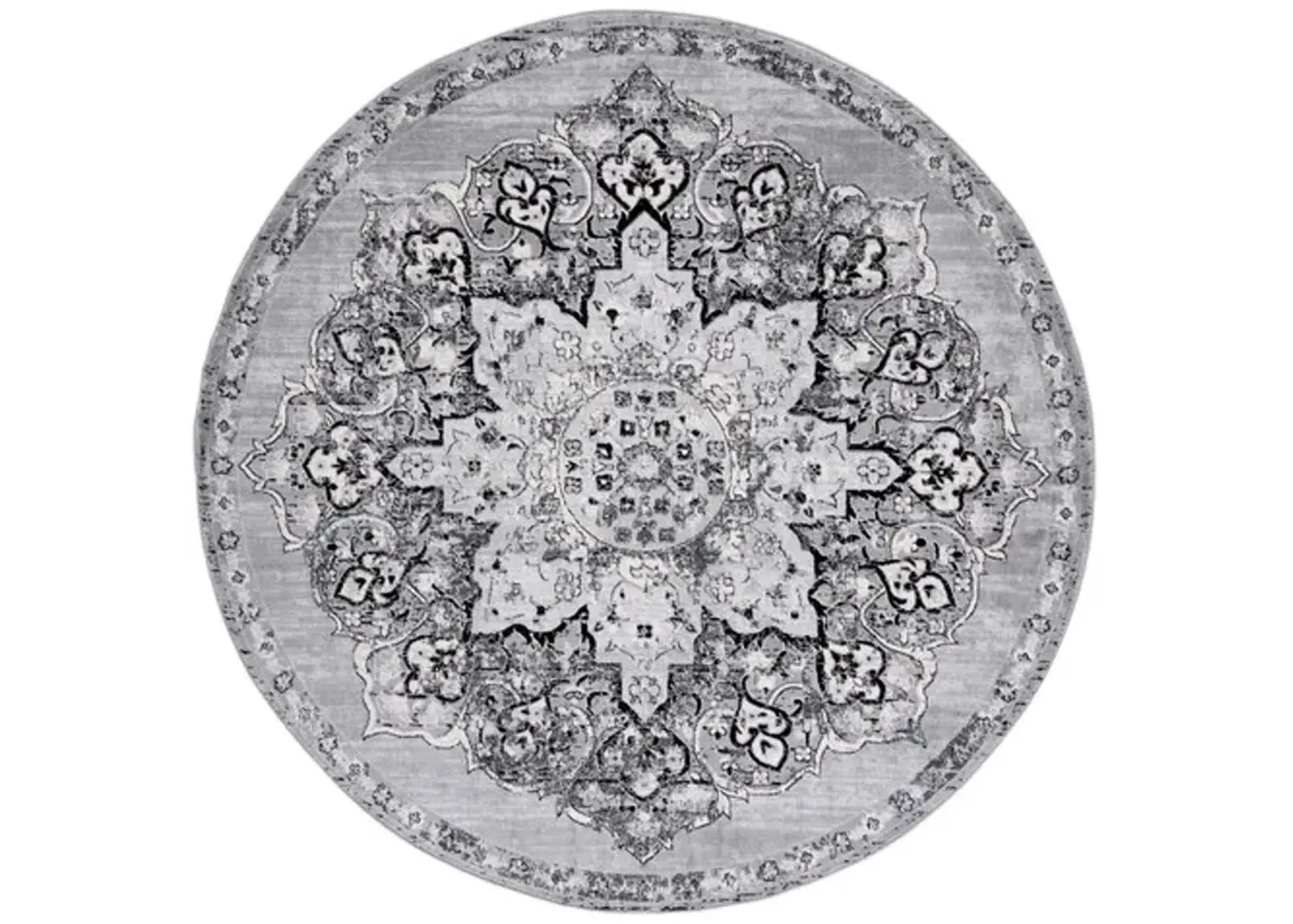 Brentwood 802 Silver / Black 6'-7" X 6'-7" Round Round Powerloomed Rug