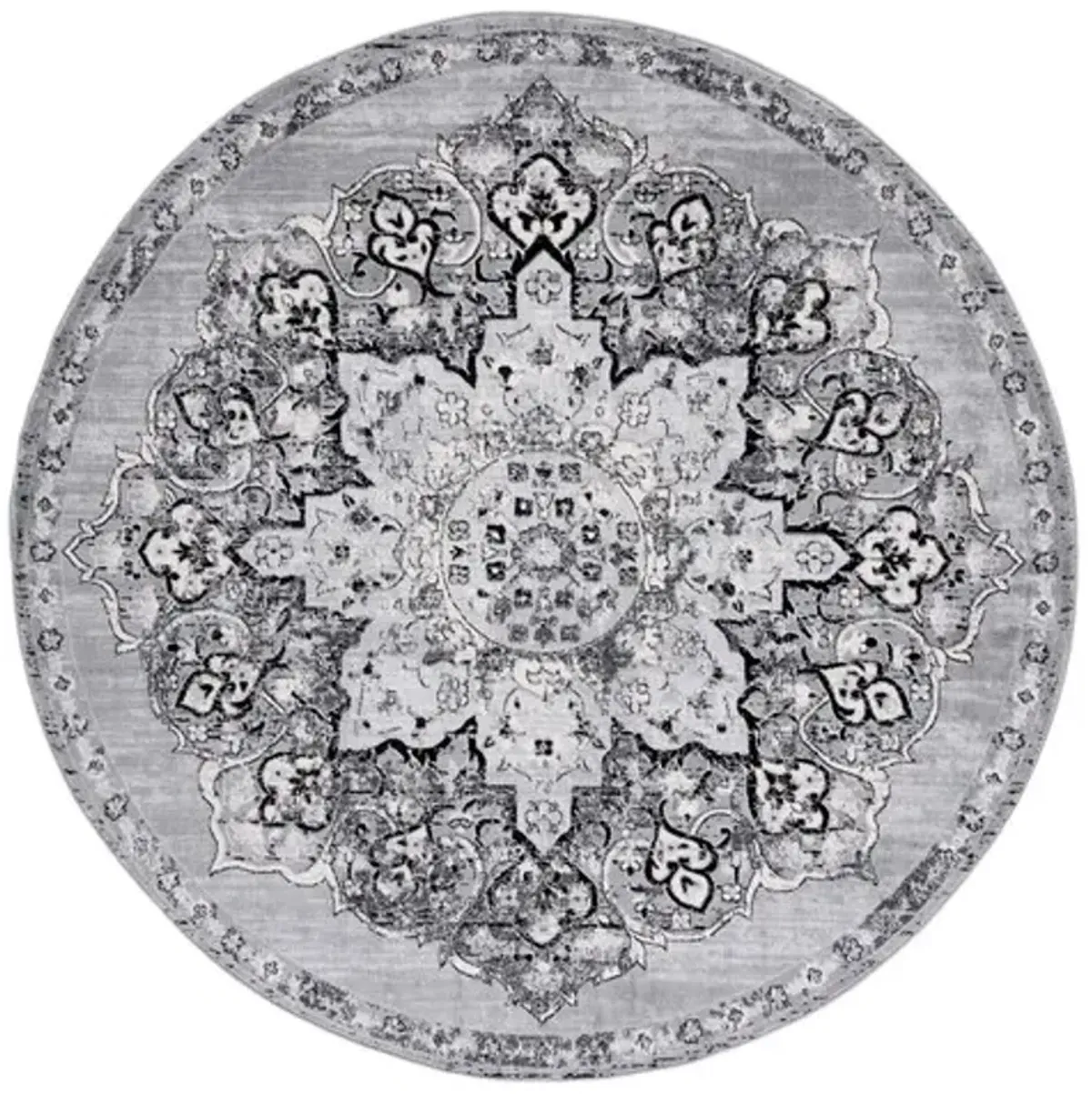 Brentwood 802 Silver / Black 6'-7" X 6'-7" Round Round Powerloomed Rug