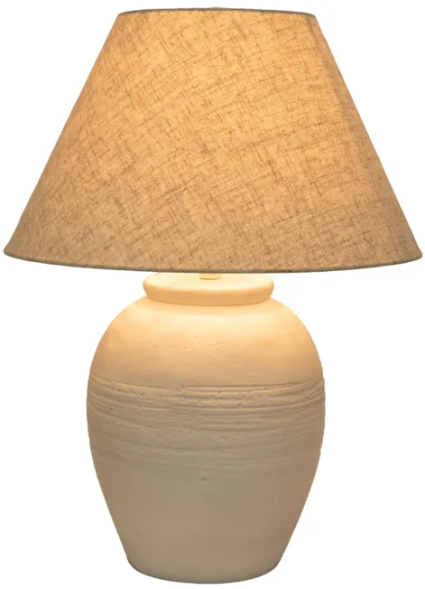 27" Artisan Jug Table Lamp Tapered Shade,wht/beige