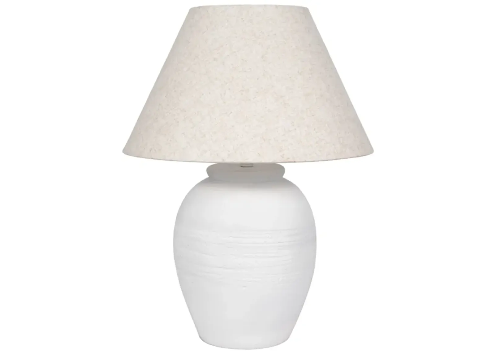 27" Artisan Jug Table Lamp Tapered Shade,wht/beige