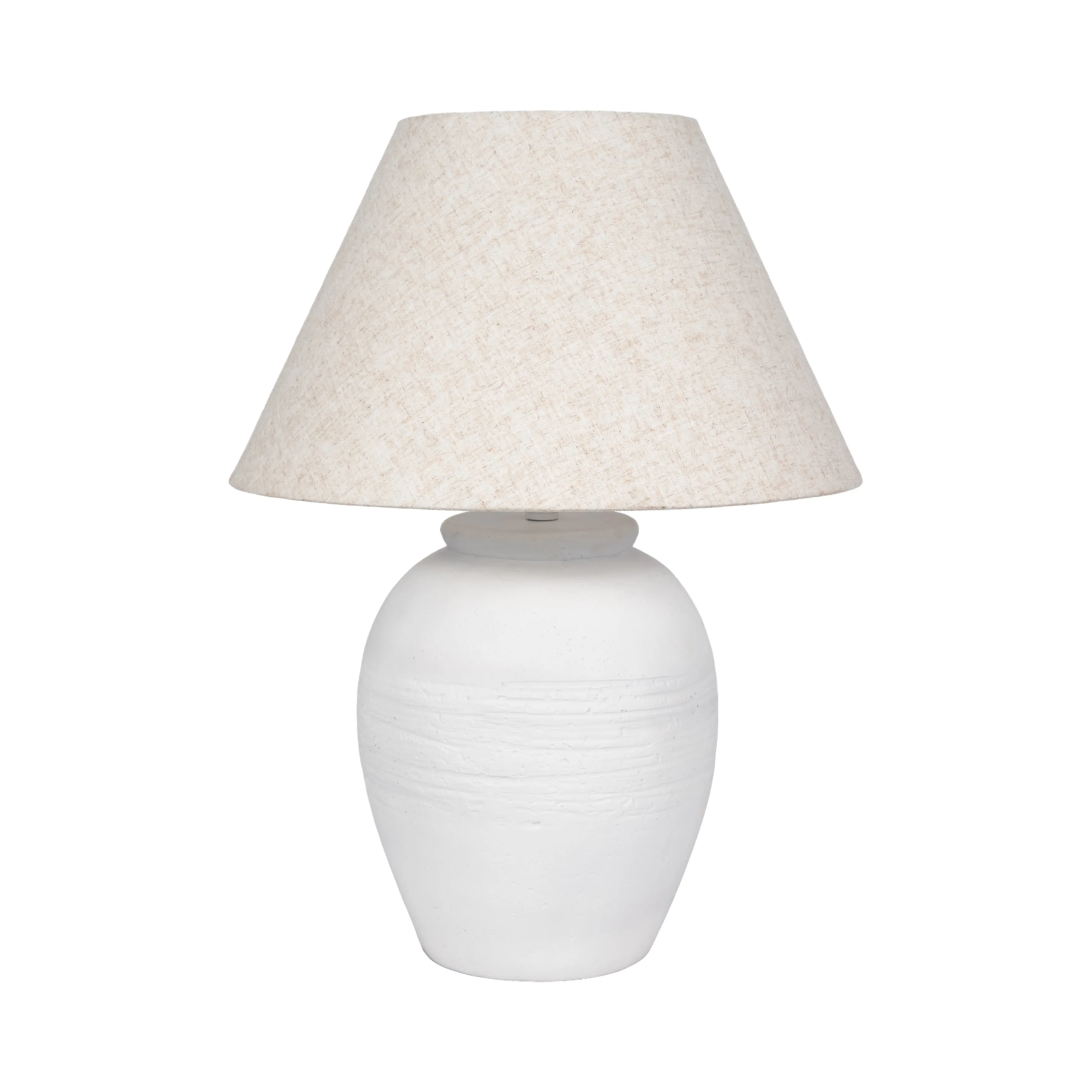 27" Artisan Jug Table Lamp Tapered Shade,wht/beige