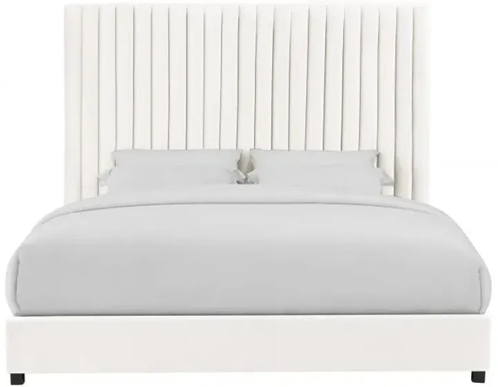 Arabelle White Velvet Bed in Queen