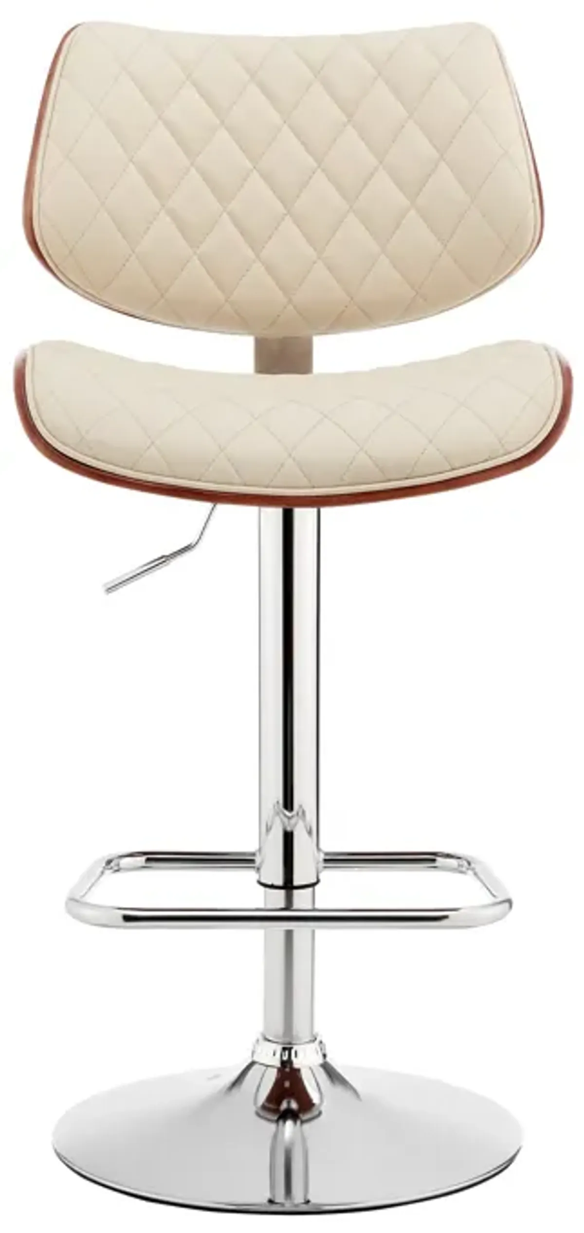 Leland Adjustable Cream Faux Leather and Chrome Finish Bar Stool