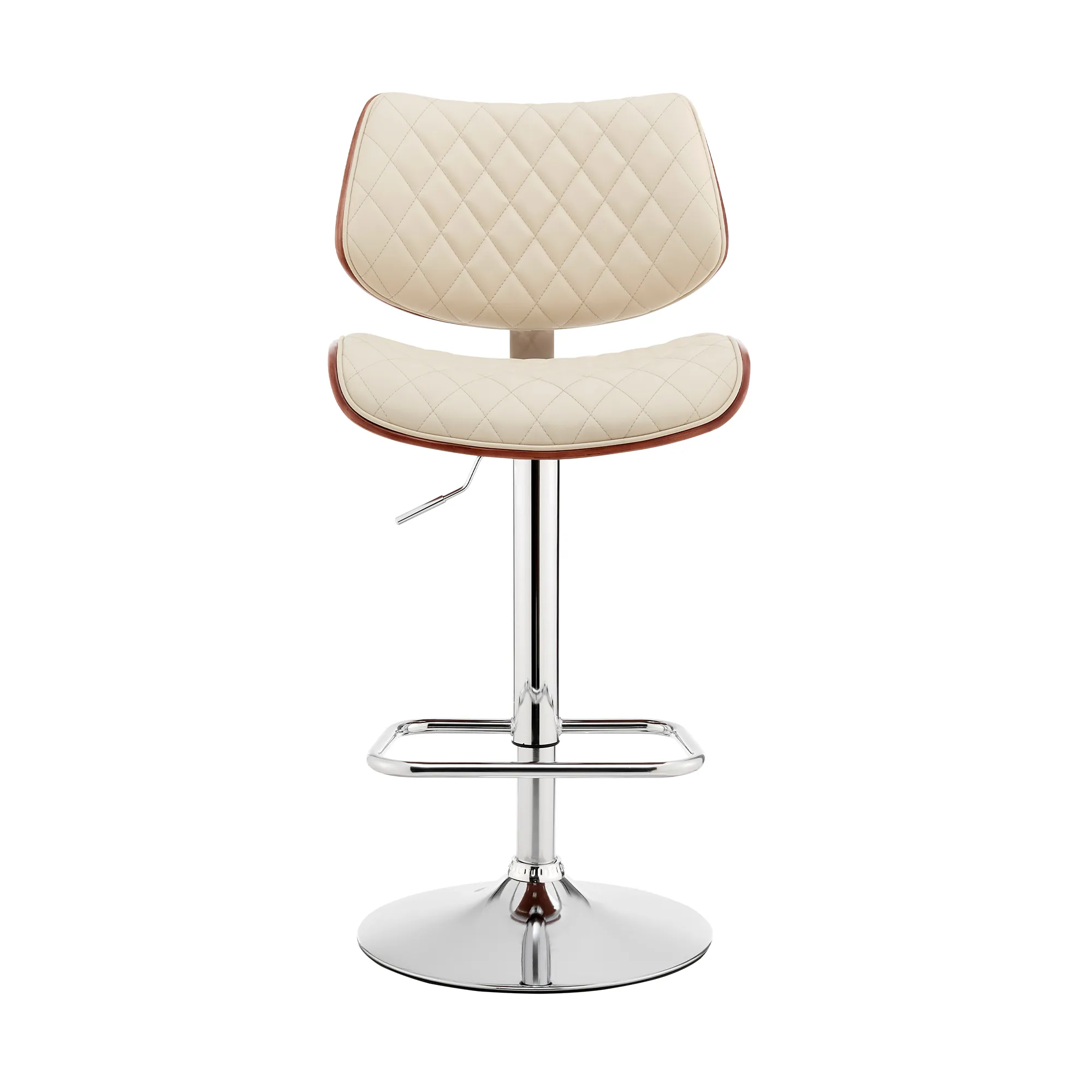 Leland Adjustable Cream Faux Leather and Chrome Finish Bar Stool