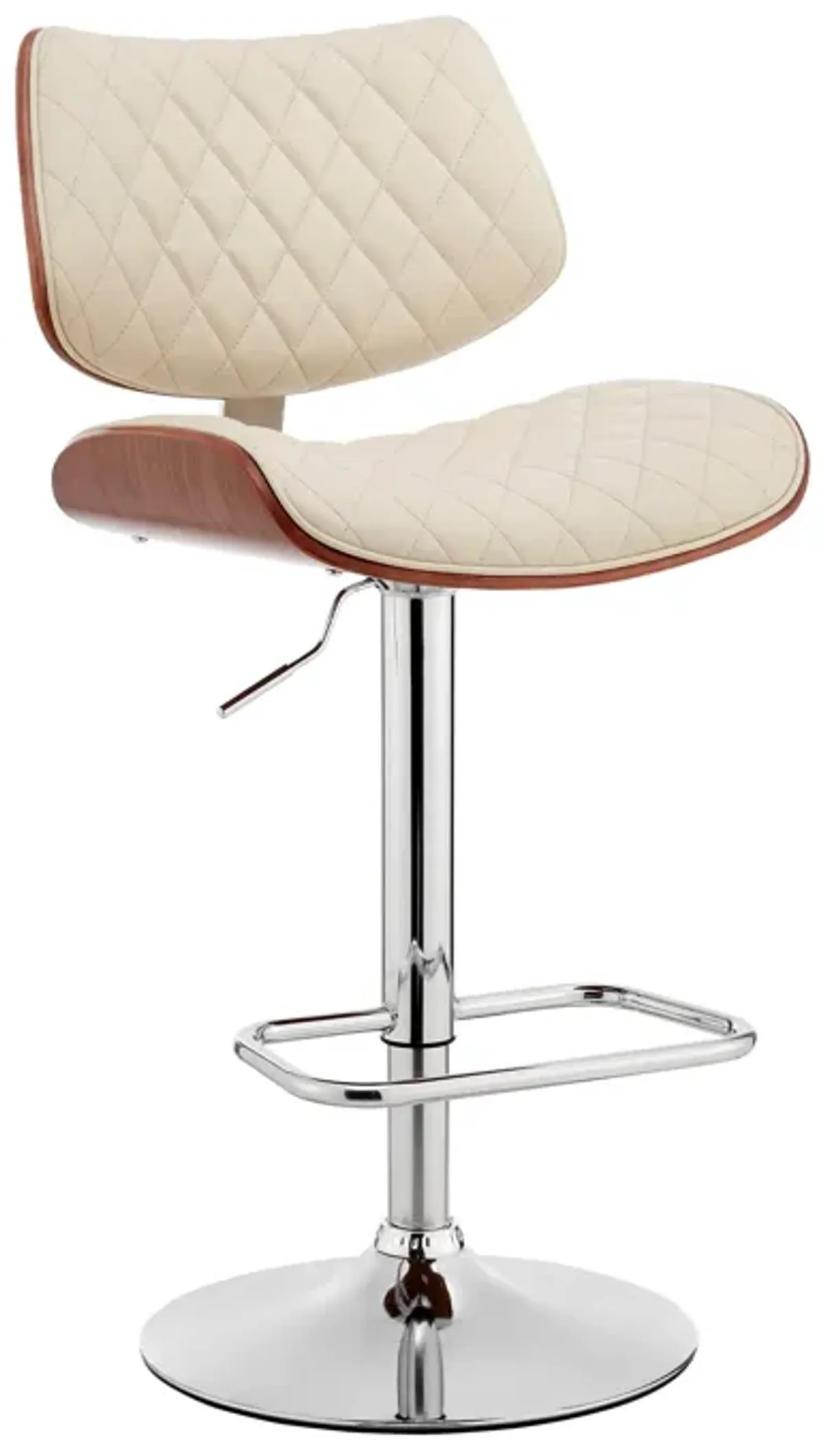 Leland Adjustable Cream Faux Leather and Chrome Finish Bar Stool