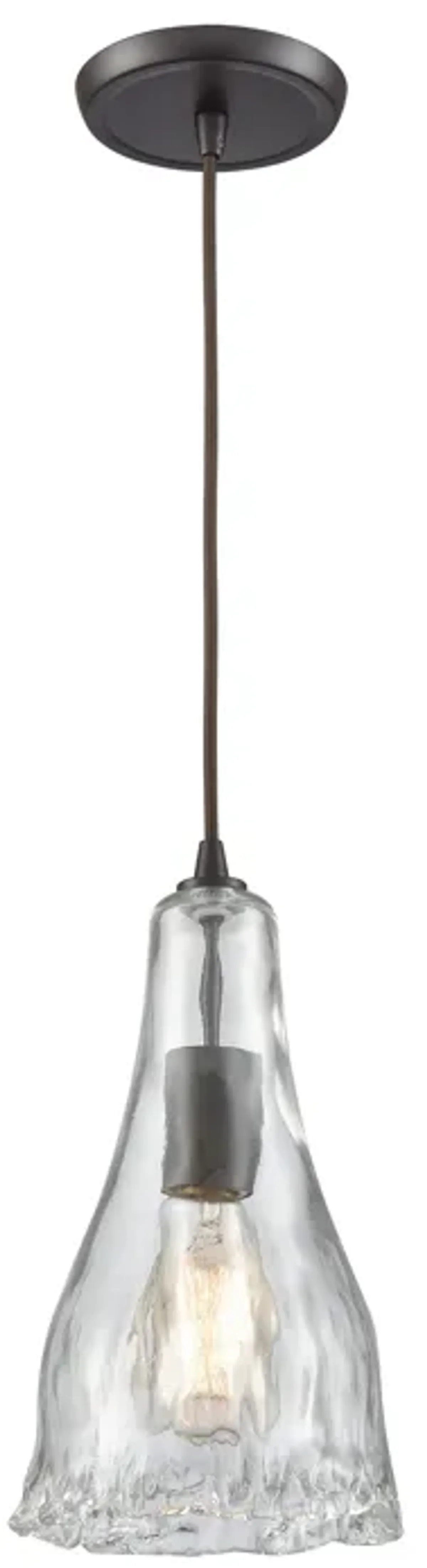 Hand Formed Glass 6" Wide 1-Light Mini Pendant - Oil Rubbed Bronze