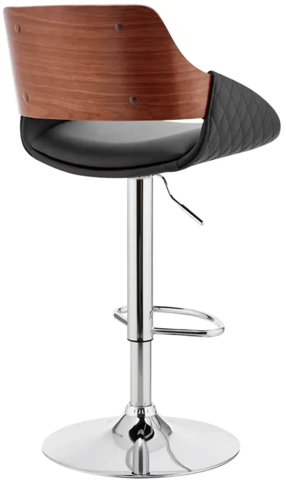 Colby Adjustable Black Faux Leather and Chrome Finish Bar Stool