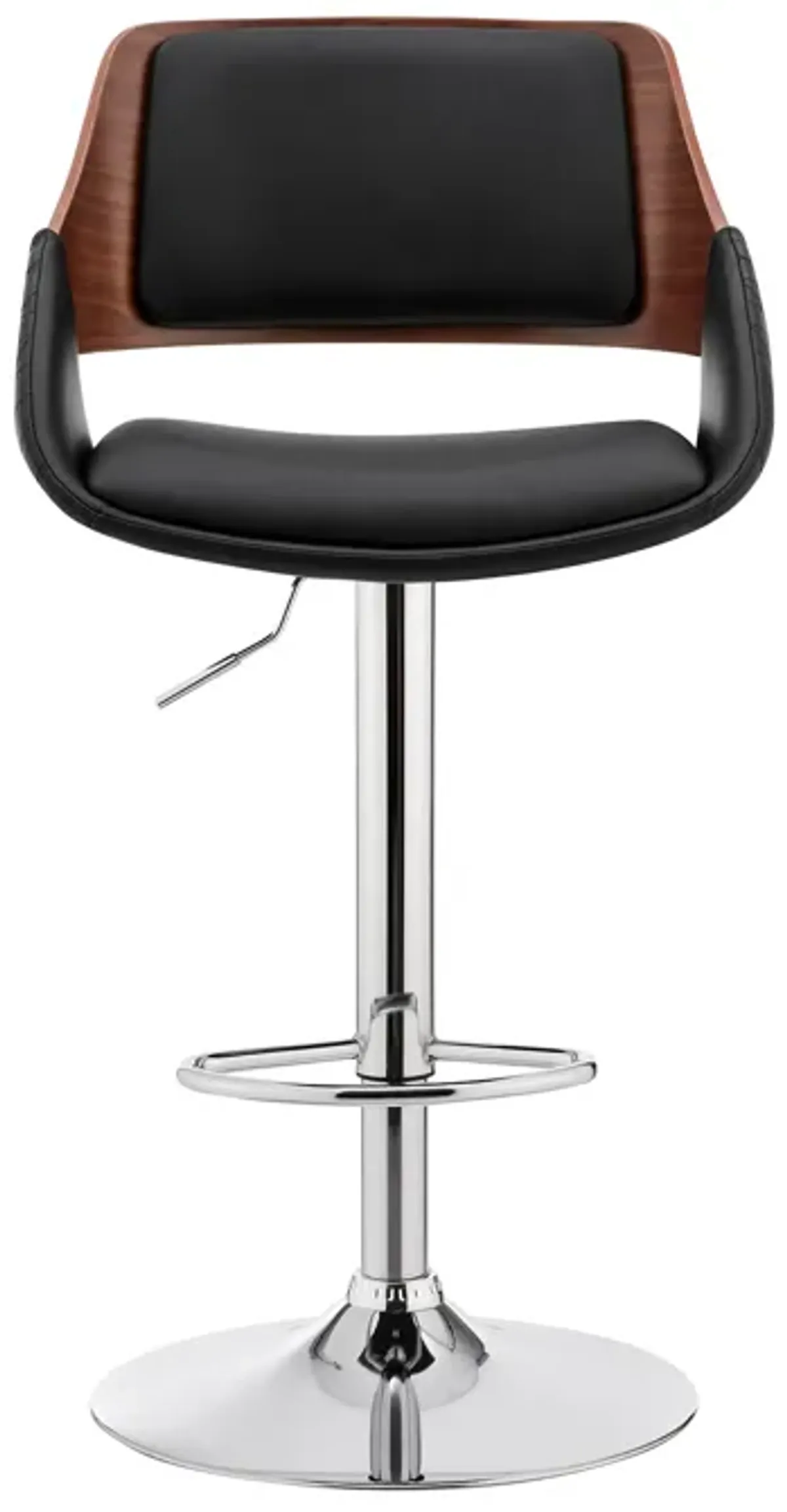 Colby Adjustable Black Faux Leather and Chrome Finish Bar Stool