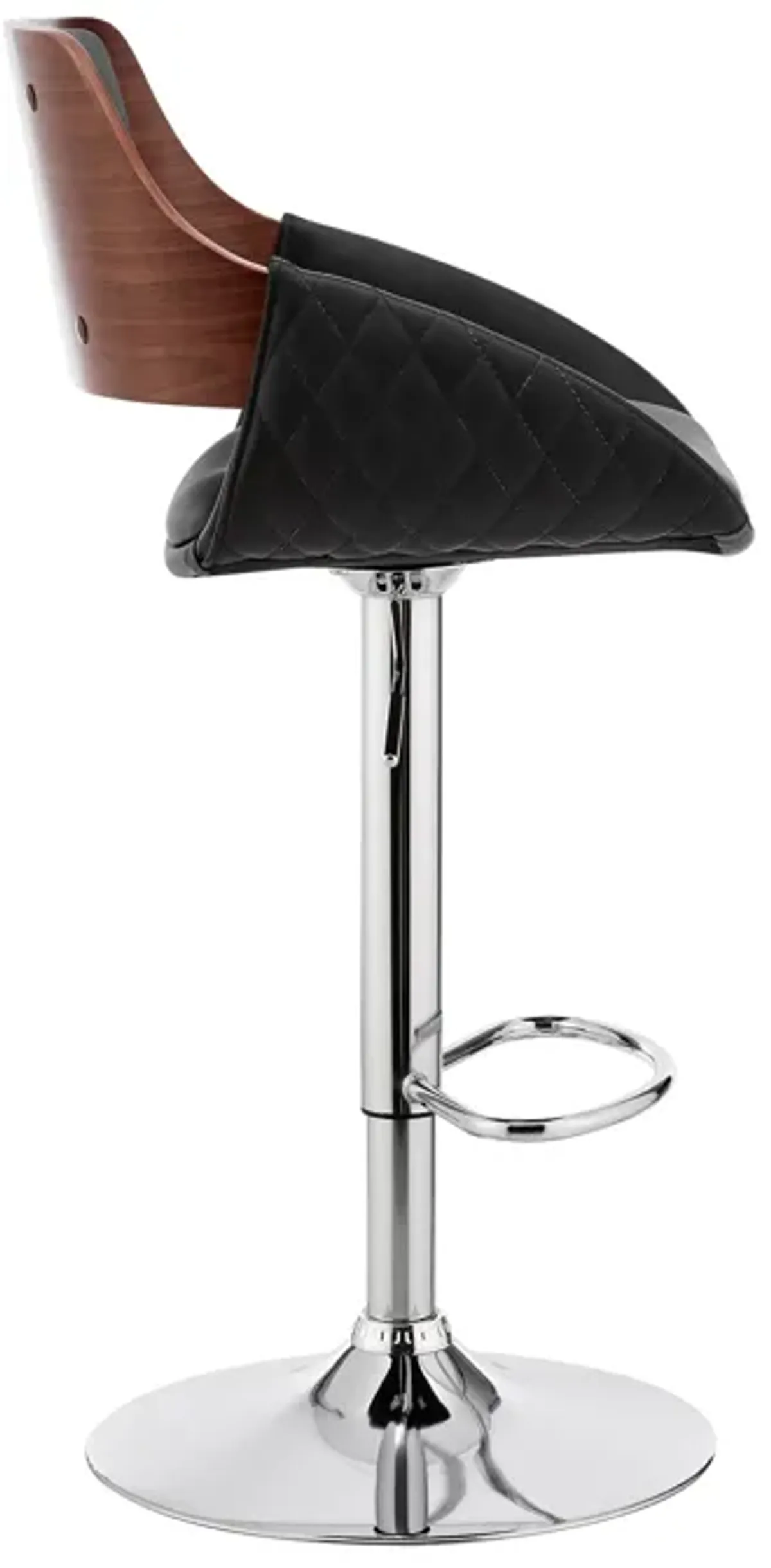 Colby Adjustable Black Faux Leather and Chrome Finish Bar Stool