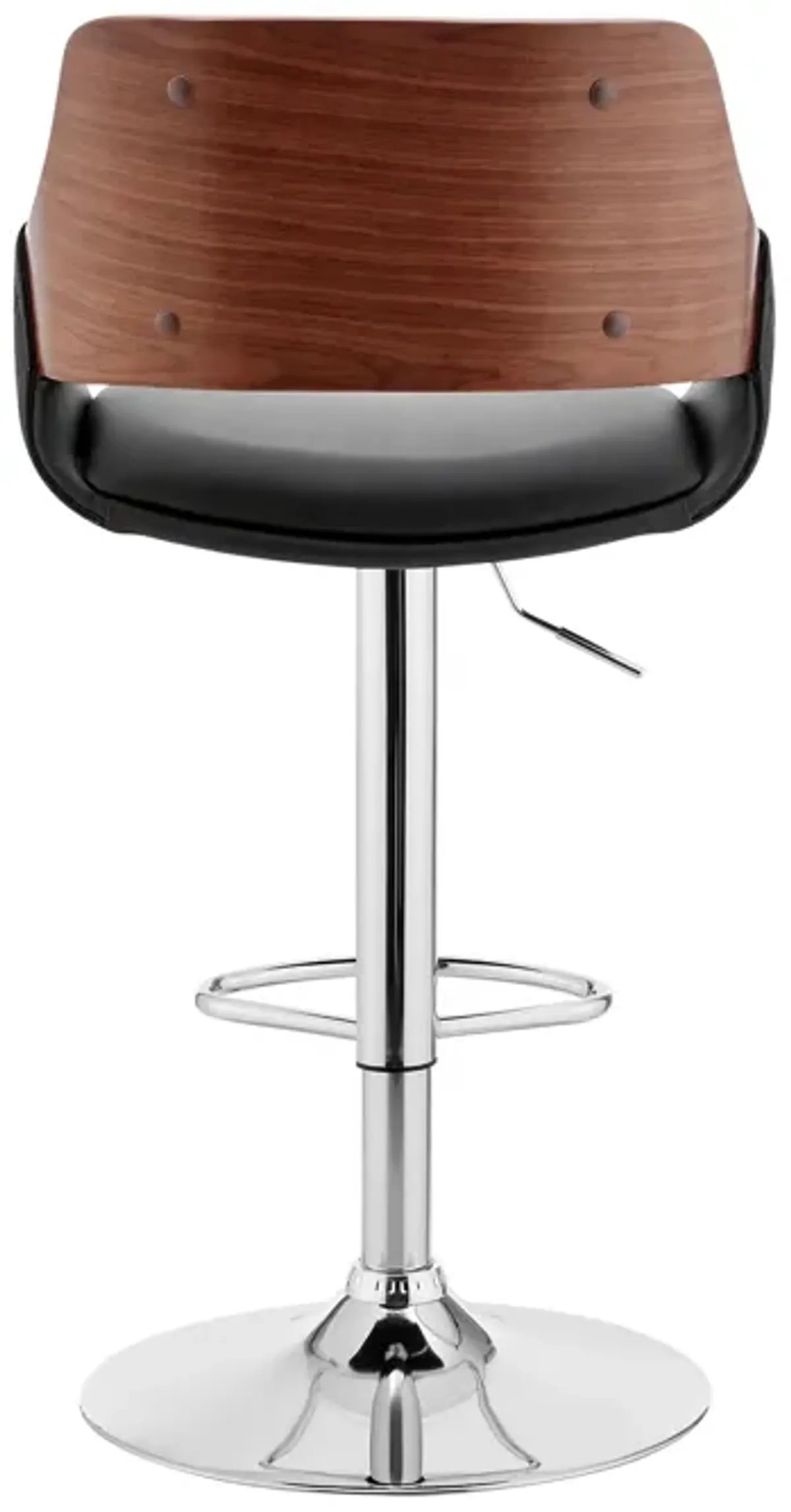 Colby Adjustable Black Faux Leather and Chrome Finish Bar Stool