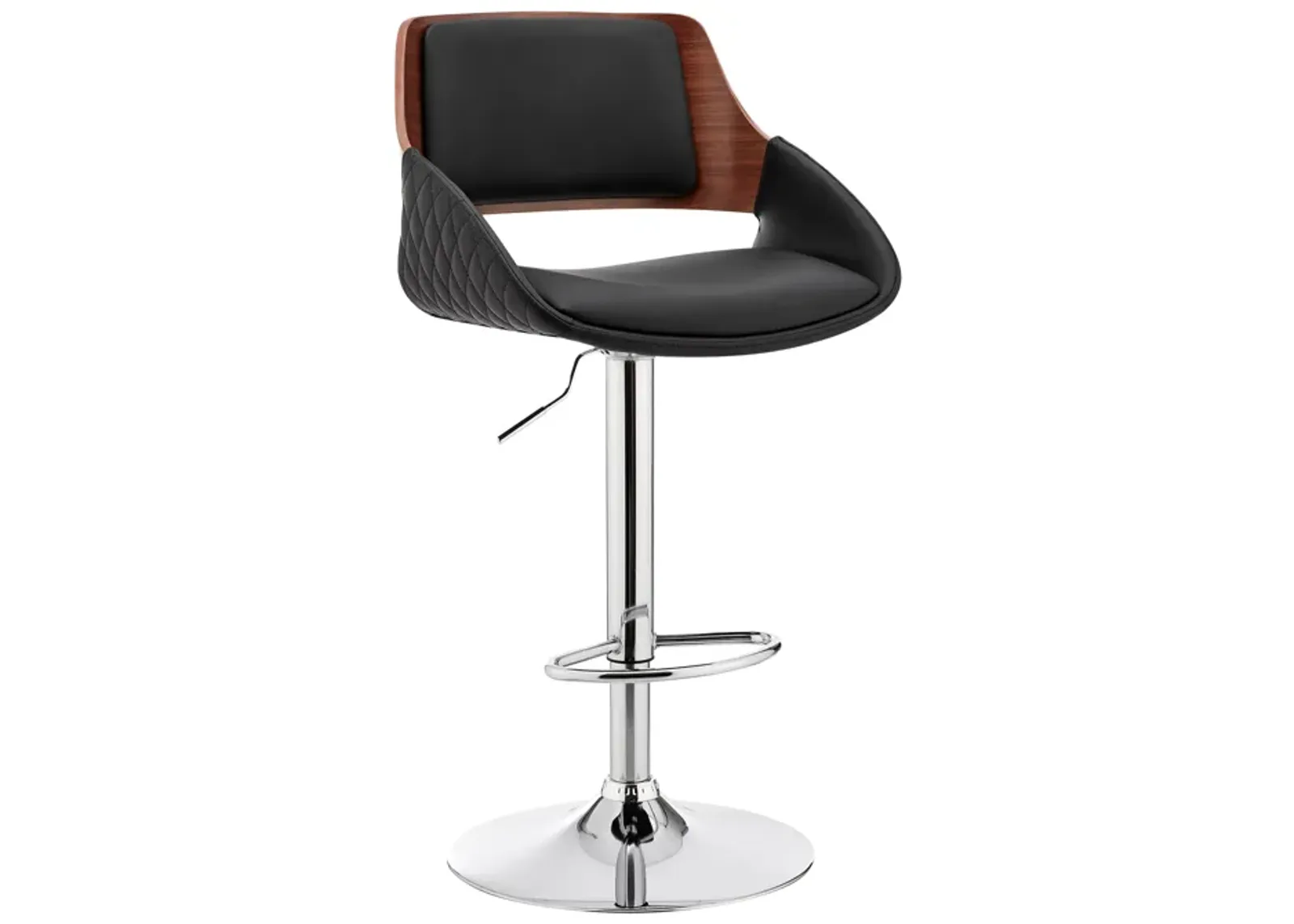 Colby Adjustable Black Faux Leather and Chrome Finish Bar Stool