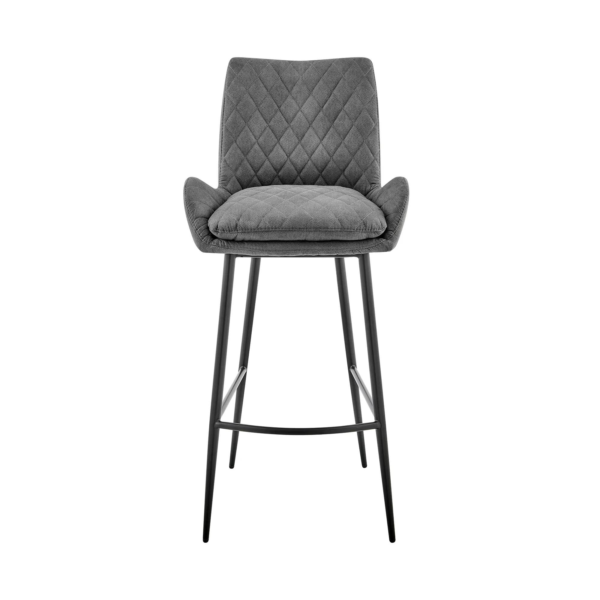 Panama 30" Bar Height Bar Stool in Charcoal Fabric and Black Finish