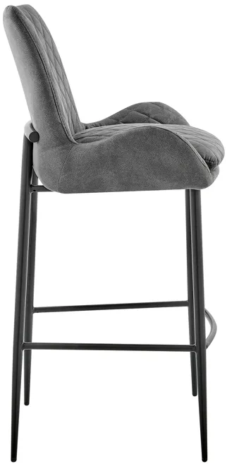 Panama 30" Bar Height Bar Stool in Charcoal Fabric and Black Finish