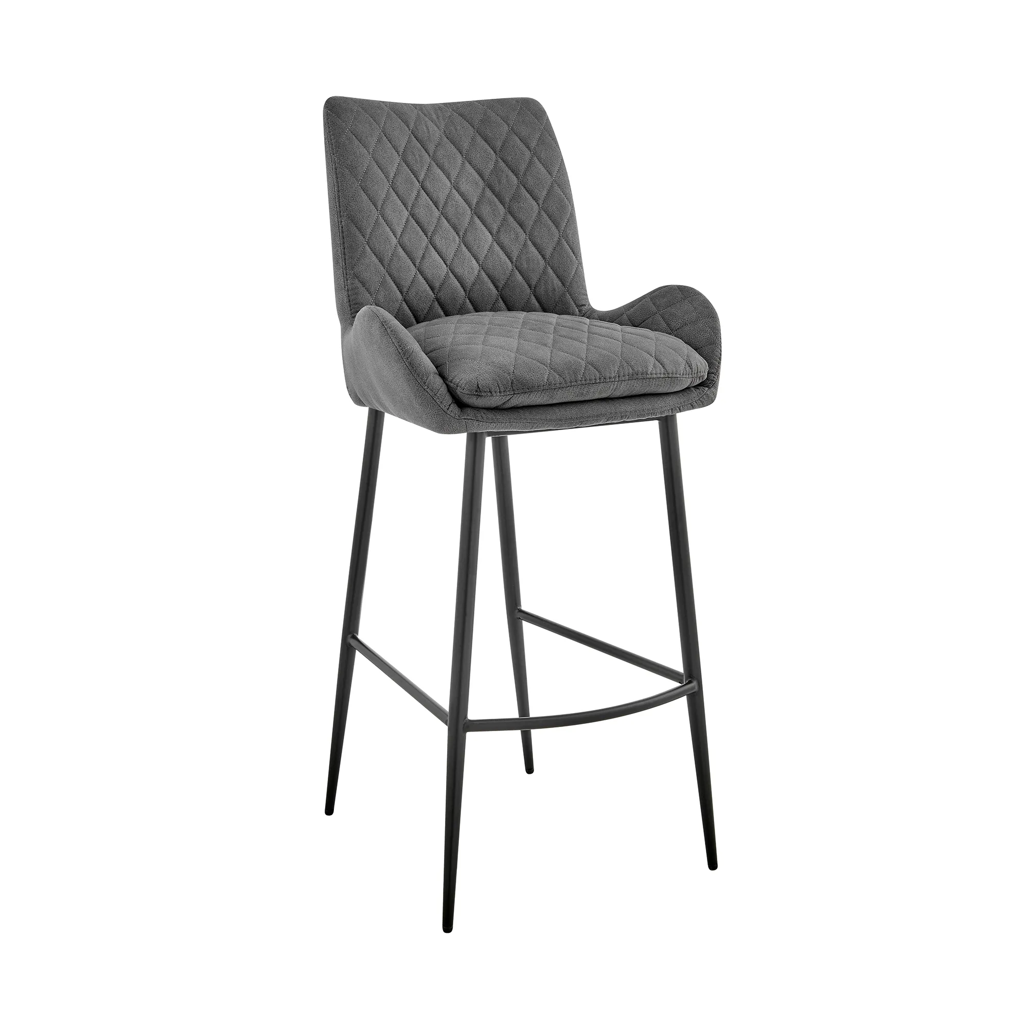 Panama 30" Bar Height Bar Stool in Charcoal Fabric and Black Finish