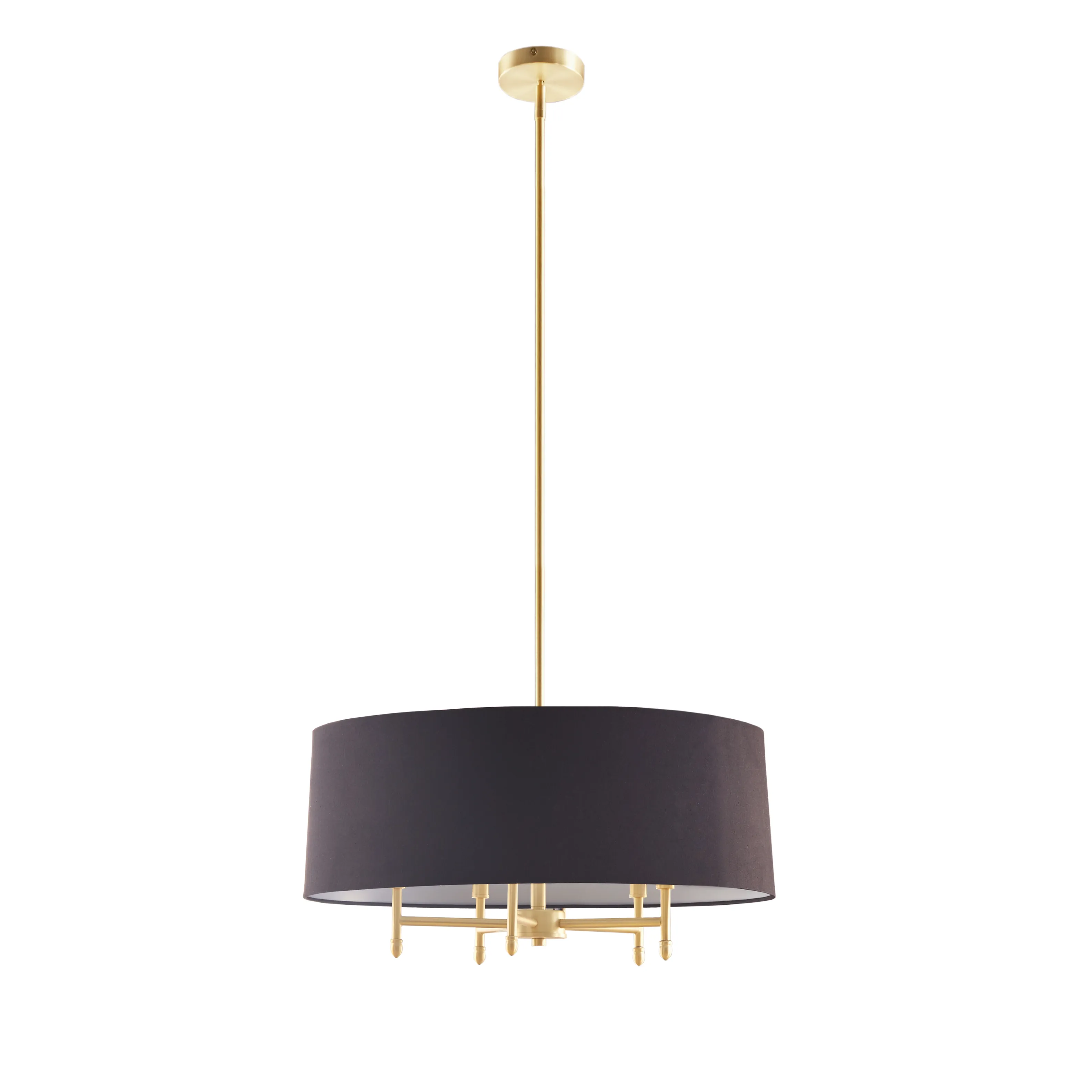 Hampton Hill Presidio Gold/Black 5-Light Black Drum Shade Chandelier