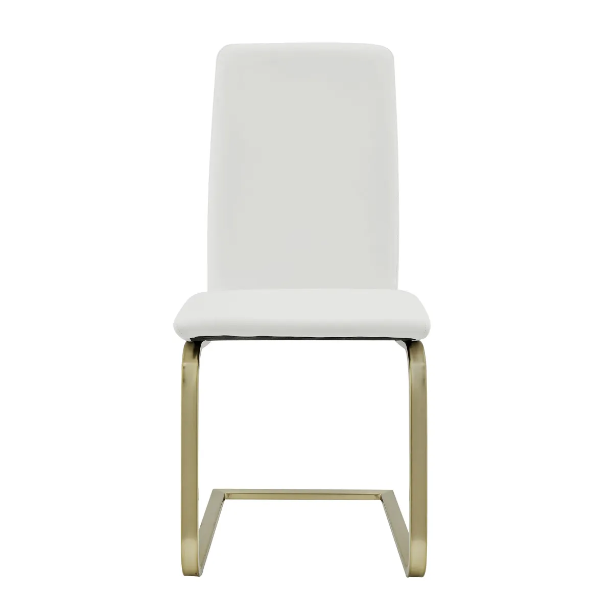 Cinzia Dining Chair in White with Matte Brushed Gold Legs - Set of 2