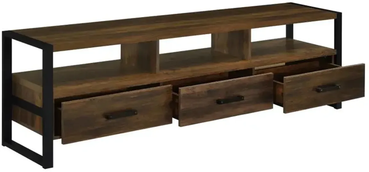 James 3-drawer Composite Wood 71" TV Stand Dark Pine