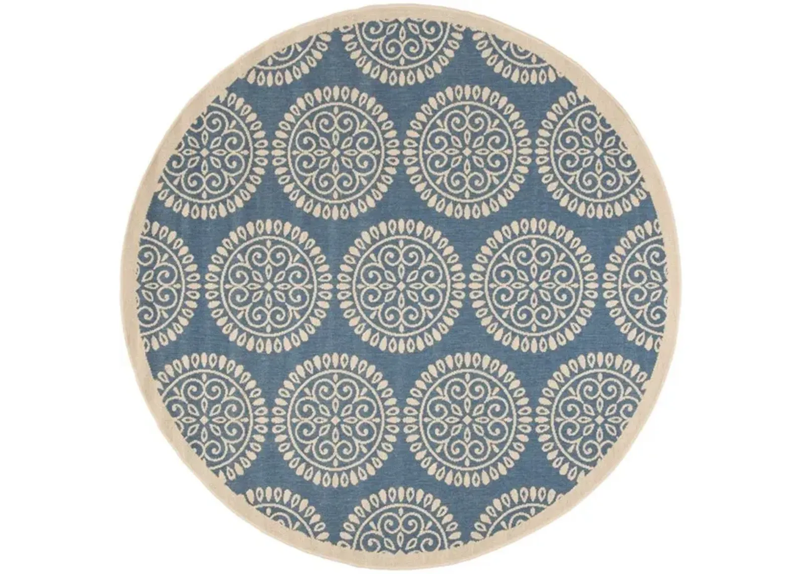 LINDEN 176 Collection LND176M-6R Blue / Creme 6'-7" X 6'-7" Round