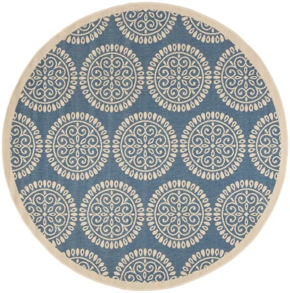 LINDEN 176 Collection LND176M-6R Blue / Creme 6'-7" X 6'-7" Round