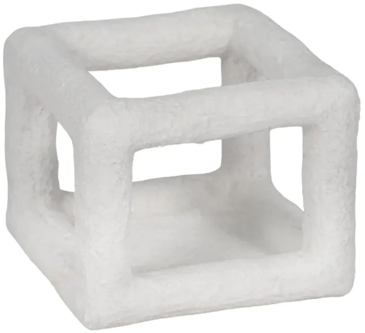 6" Textured Open Square Object, White