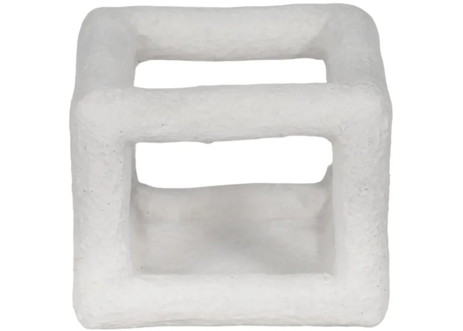 6" Textured Open Square Object, White