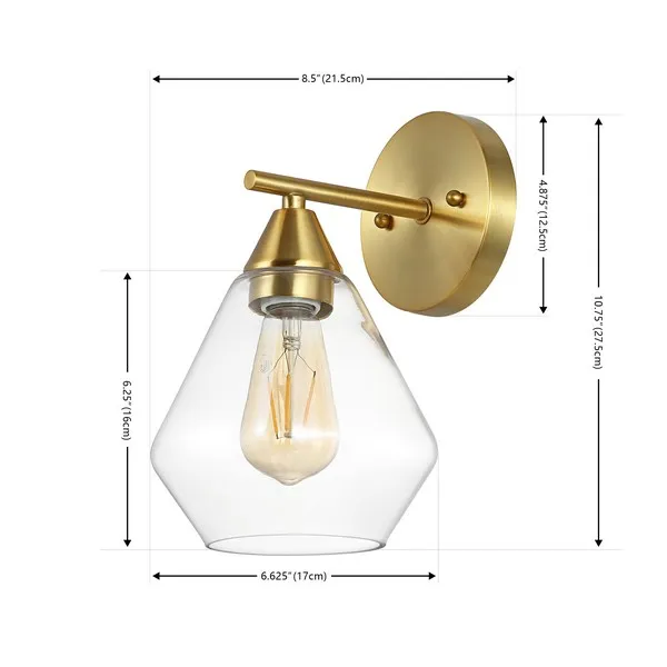 LYONA, 8.5 INCH, GOLD/CLEAR, IRON/GLASS WALL SCONCE SET OF 2 