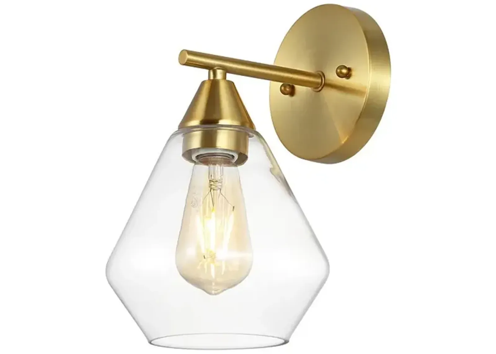 LYONA, 8.5 INCH, GOLD/CLEAR, IRON/GLASS WALL SCONCE SET OF 2 