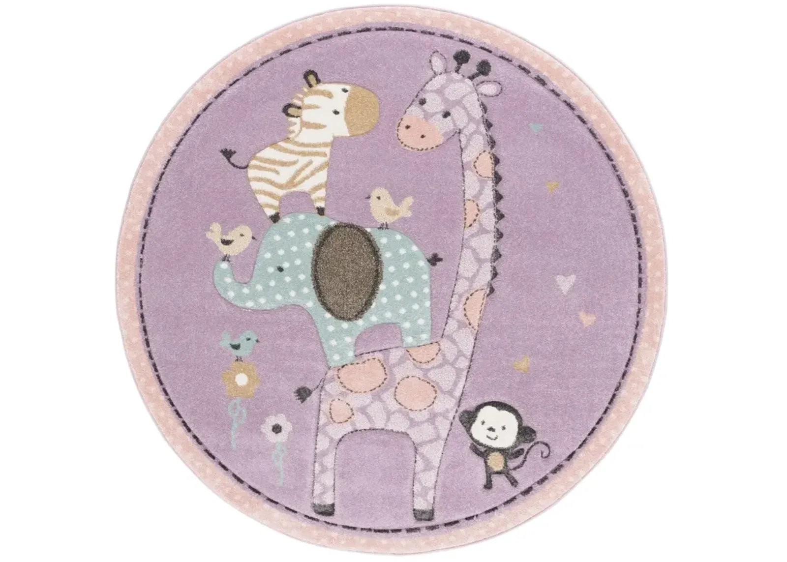 CAROUSEL KIDS 120 PURPLE 5'-3' x 5'-3' Round Round Rug