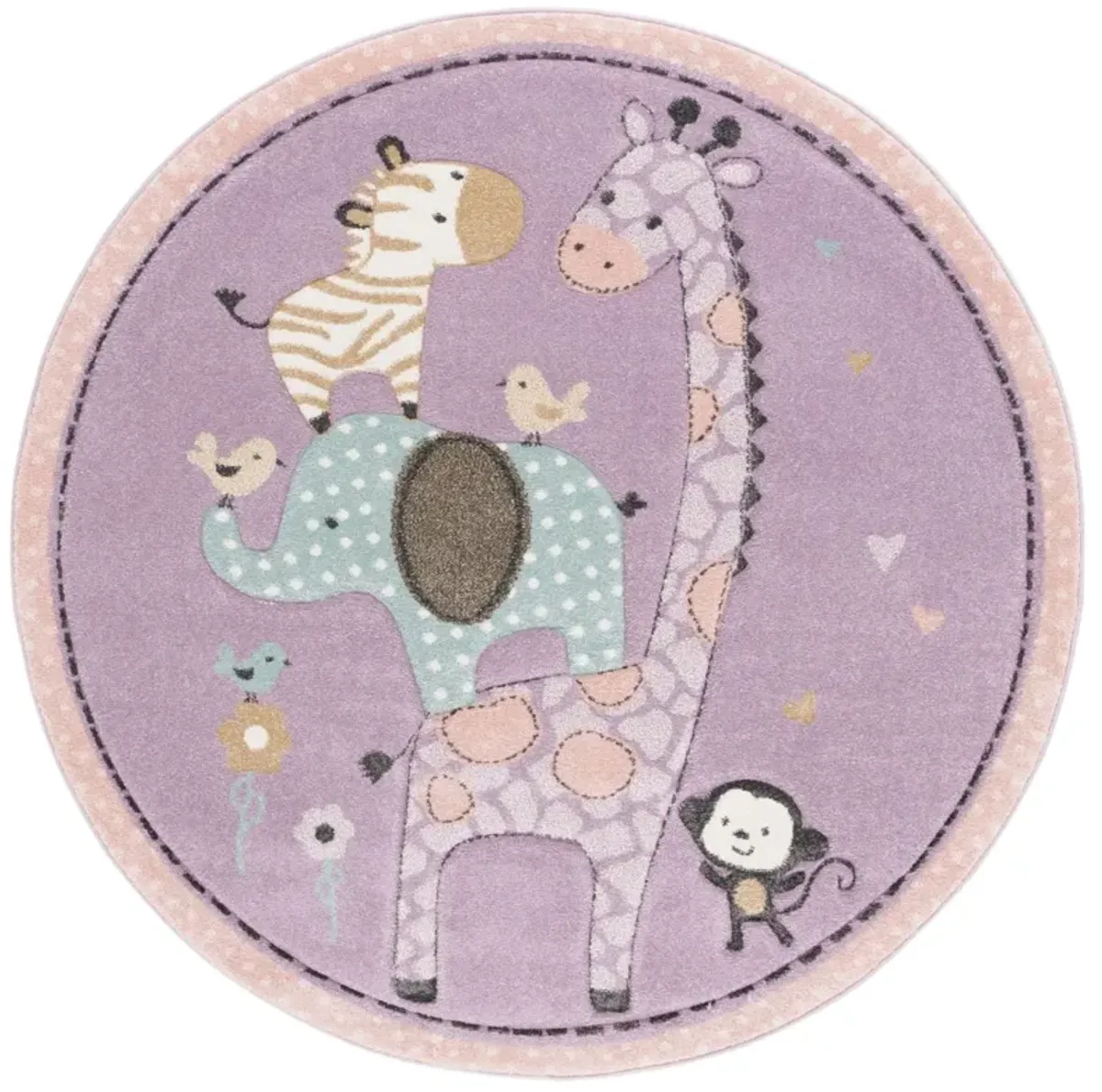 CAROUSEL KIDS 120 PURPLE 5'-3' x 5'-3' Round Round Rug