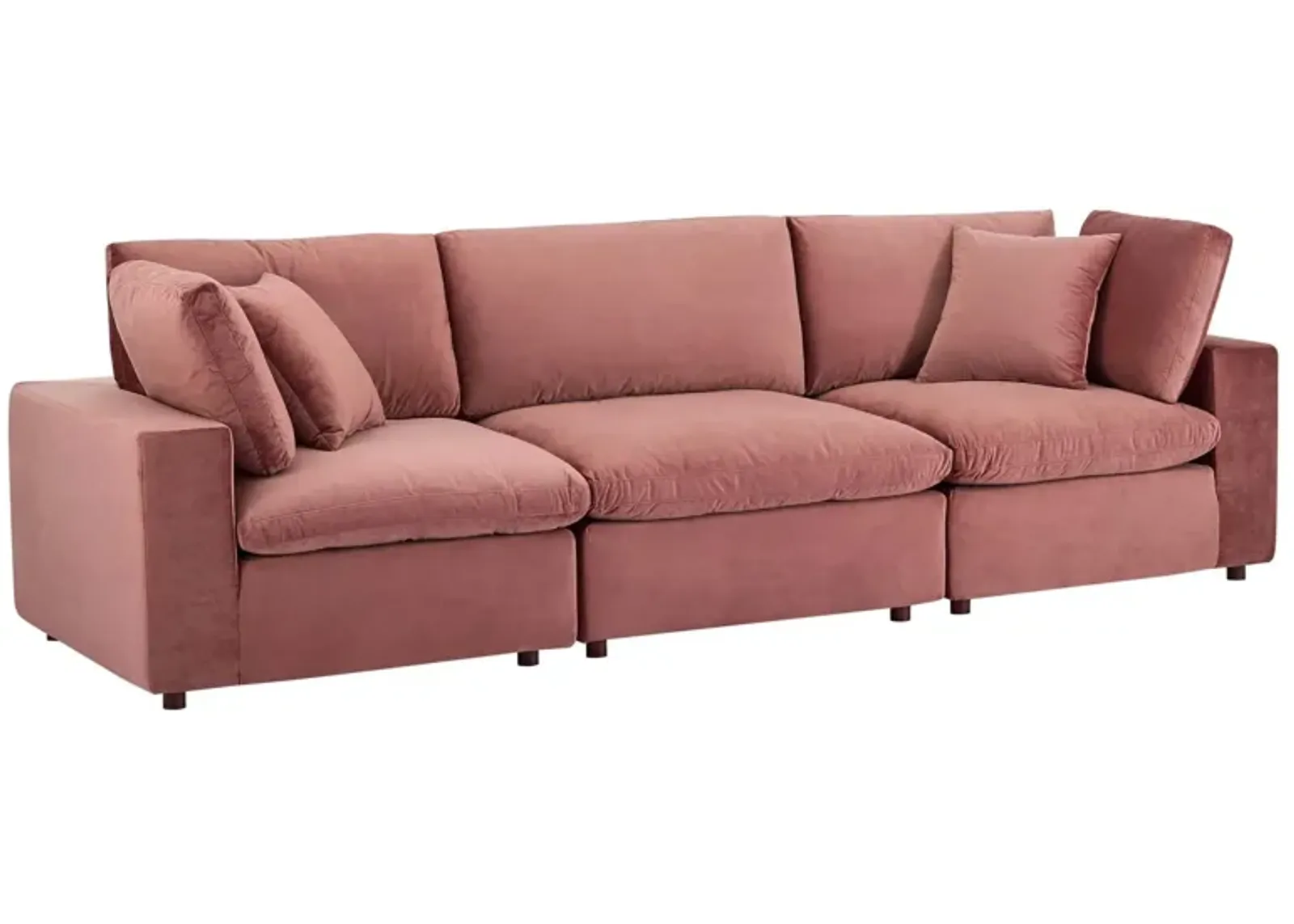 Commix Down Filled Overstuffed Performance Velvet 3-Seater Sofa