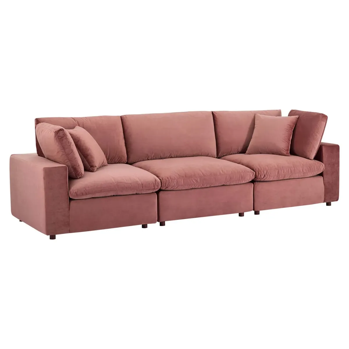 Commix Down Filled Overstuffed Performance Velvet 3-Seater Sofa