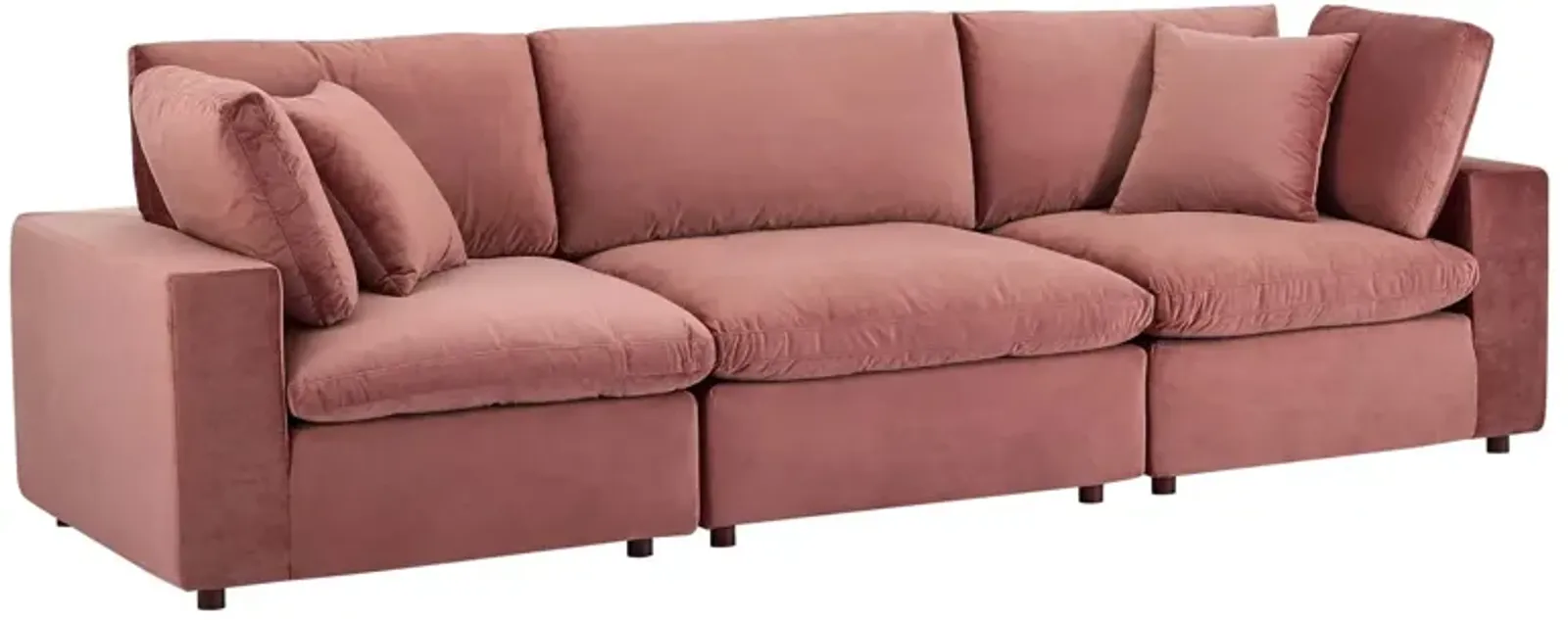 Commix Down Filled Overstuffed Performance Velvet 3-Seater Sofa