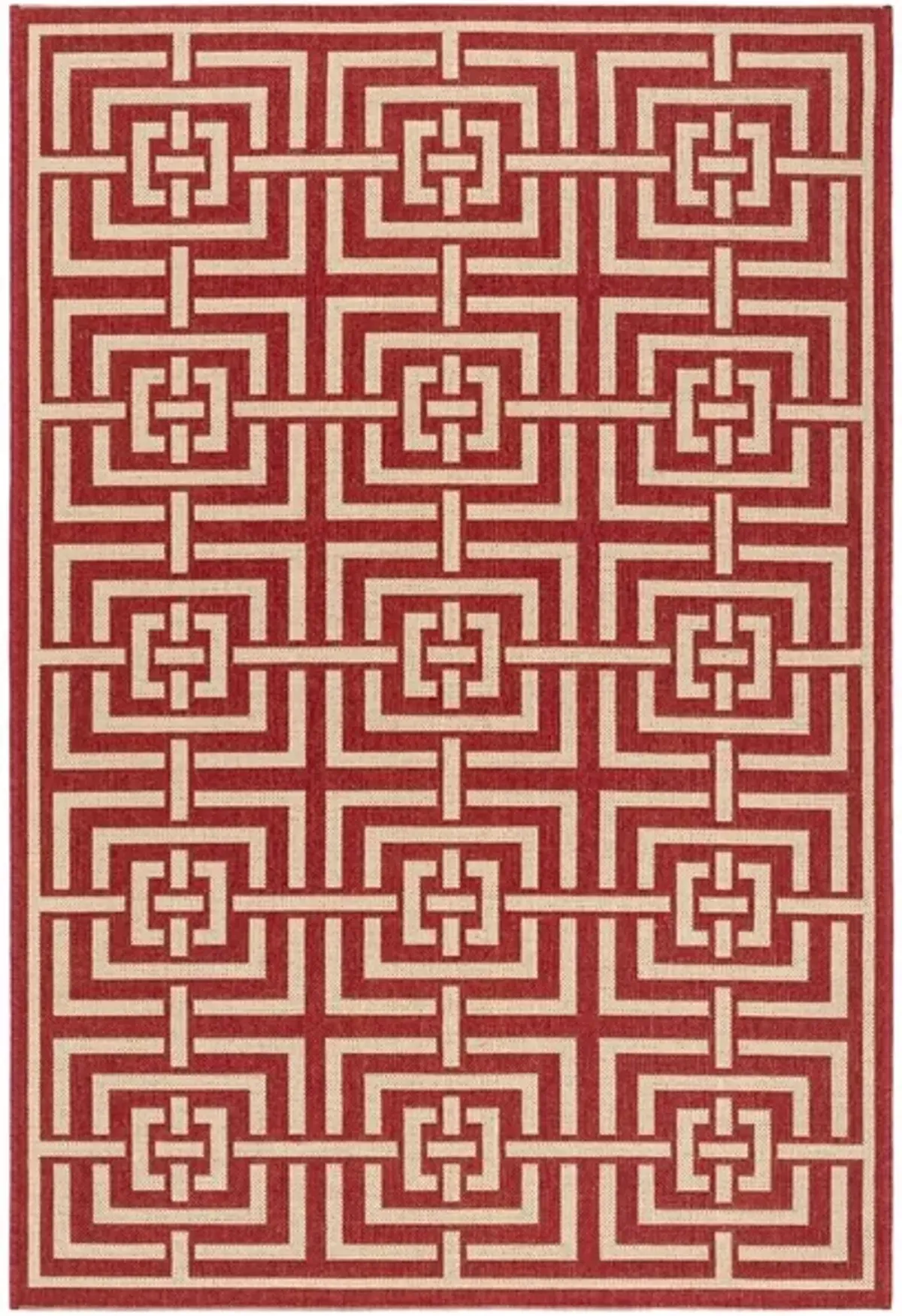 Safavieh BEACH HOUSE Collection BHS128Q-5 Red / Creme 5'-3" X 7'-6"